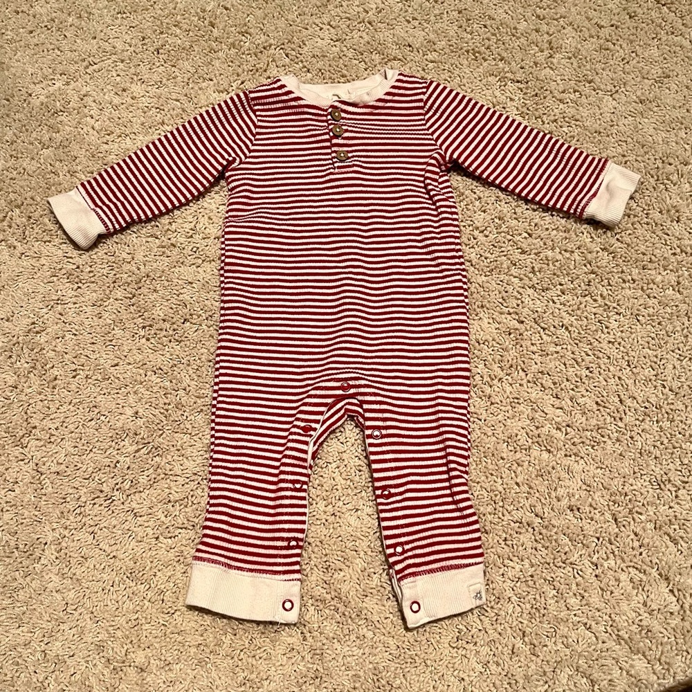 Burt’s Bees Baby Romper | 3-6 Months | Red & White Stripes